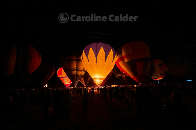 Hot-air balloon at night